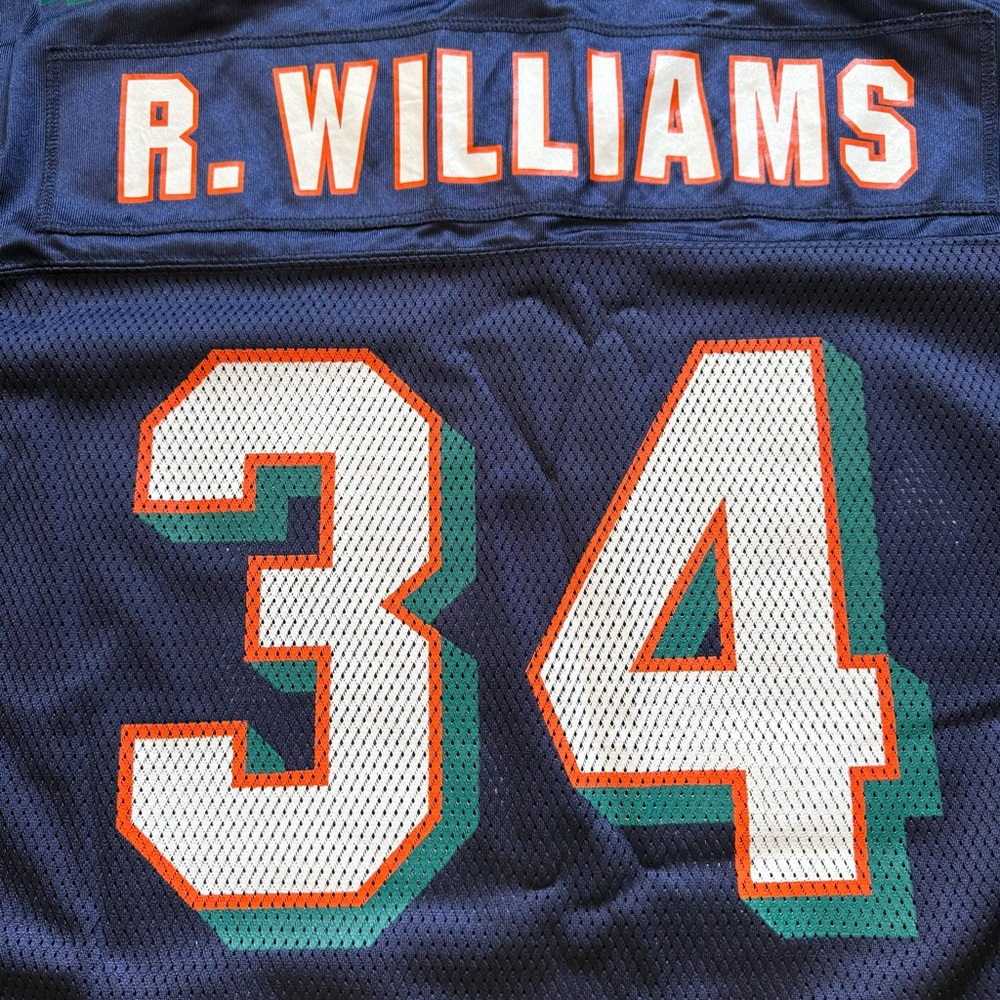 #34 Ricky Williams Miami Dolphins Jersey Reebok RARE Navy - Picture 5 of 5